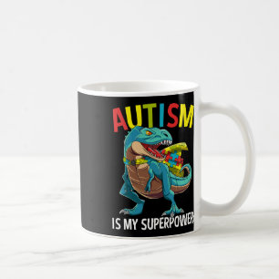 Autism Is My Superpower Dinosaur Puzzle Piece Coffee Mug
