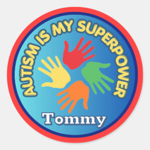 Autism Is My Superpower Personalised Classic Round Sticker