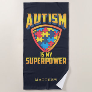 Autism is My Superpower Personalised Name Beach Towel