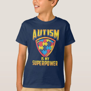 Autism Is My Superpower Puzzle Pieces Shield T-Shirt