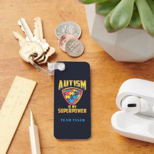 Autism Is My Superpower Puzzle Team Name Custom Key Ring