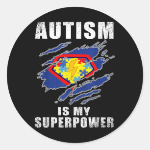 Autism Is My Superpower Superhero Autism Awareness Classic Round Sticker