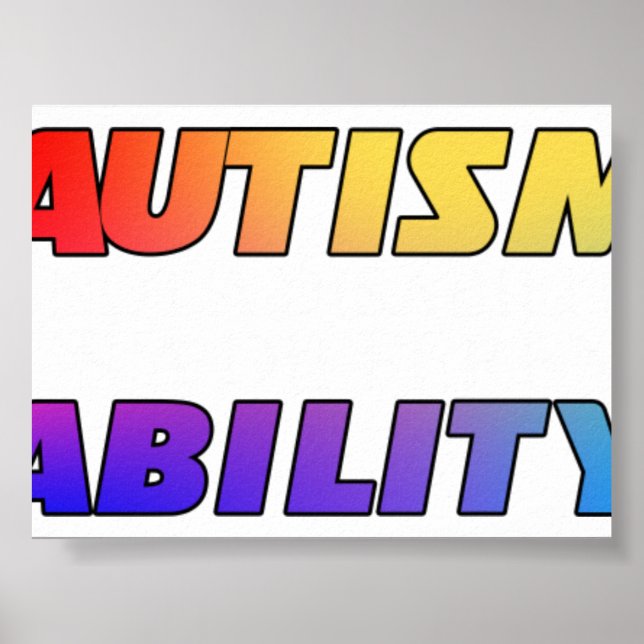 Autism Is Not A Disability Black Versio Poster (Front)
