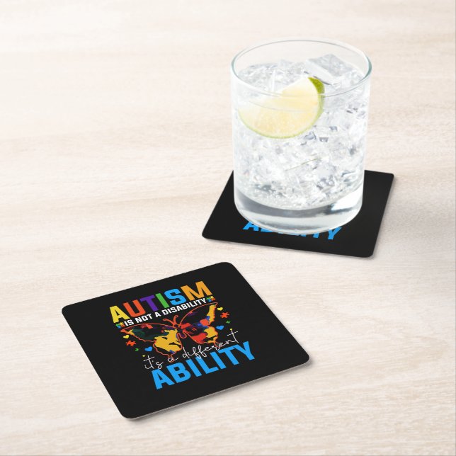Autism Is Not A Disability It Is A Different Square Paper Coaster (Insitu)