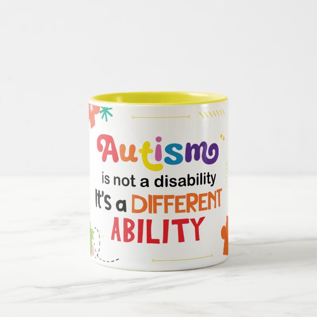 Autism Is Not A Disability Two-Tone Coffee Mug (Center)