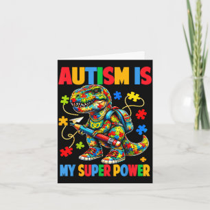 Autism is superpower dino t rex puzzle autism card