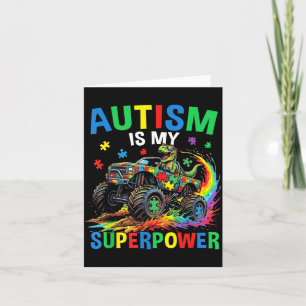 Autism is Superpower Dinosaur Trex Puzzle Autism Card