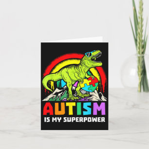 Autism is Superpower Dinosaur Trex Puzzle Autism Card