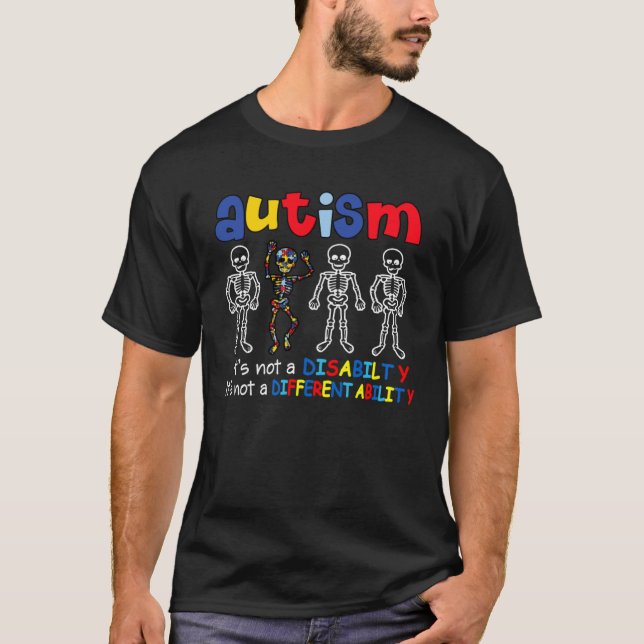 Autism it s a different ability Dabbing Dancing Sk T-Shirt (Front)