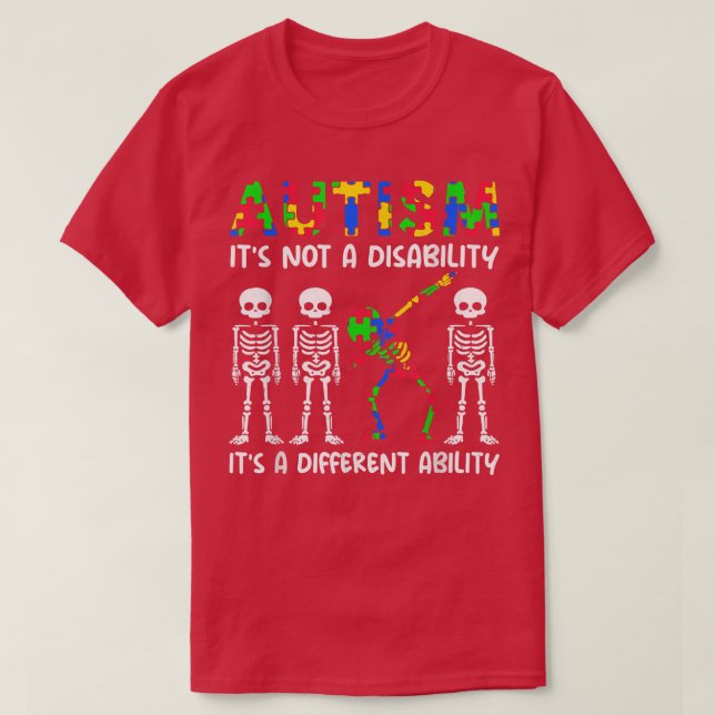 Autism It's A Different Ability Dadding Skeleton A T-Shirt (Design Front)