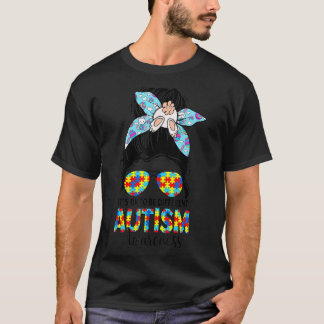 Autism It's Ok To Be Different Messy Bun Easter Mo T-Shirt