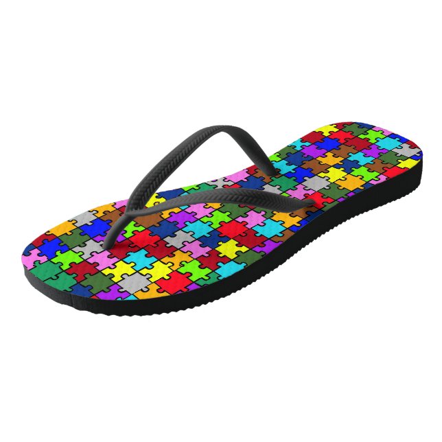Autism jigsaw jandals (Angled)