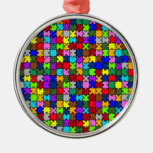 Autism jigsaw metal tree decoration