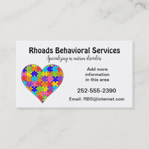 Autism Jigsaw Puzzle Heart Business Card
