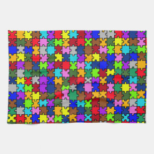 Autism jigsaw tea towel