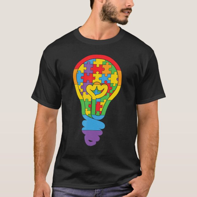 Autism Lightbulb Puzzle T-Shirt (Front)