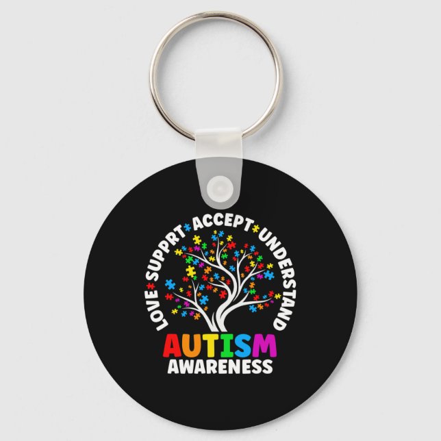 Autism Love Accept Support Autistic Autism Awarene Key Ring (Front)