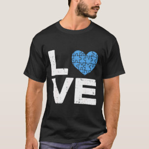 Autism Love Awareness Blue Puzzle Heart Autistic T-Shirt