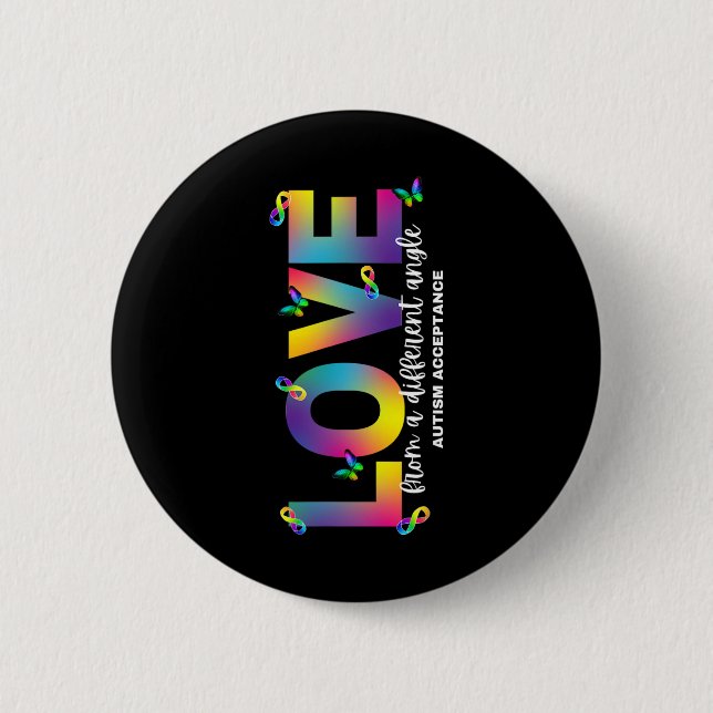 Autism Love From A Different Angle Acceptance Rain 6 Cm Round Badge (Front)