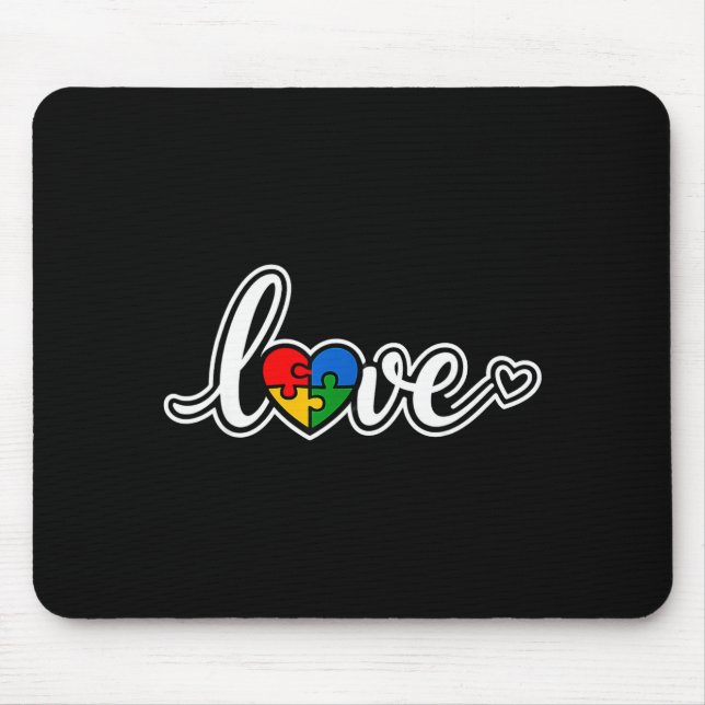 Autism love puzzle heart awareness  mouse pad (Front)