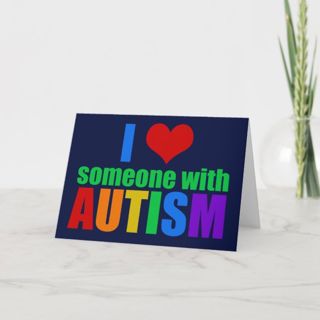 Autism Love Rainbow Family Support Colourful Cute Card (Front)
