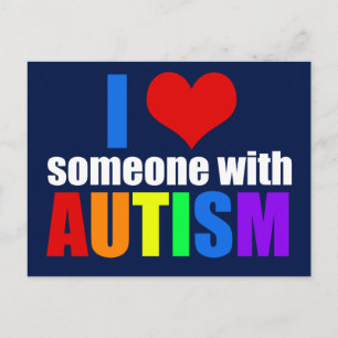 Autism Love Rainbow Family Support Colourful Cute Postcard