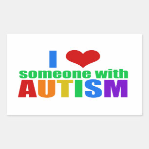 Autism Love Rainbow Family Support Colourful Cute Rectangular Sticker