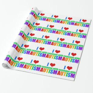 Autism Love Rainbow Family Support Colourful Cute Wrapping Paper