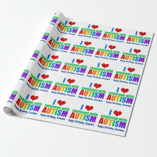 Autism Love Rainbow Personalised Birthday Wrapping Paper