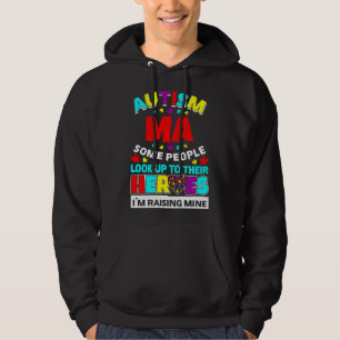 Autism Ma People Look Up Their Heroes Rising Mine Hoodie