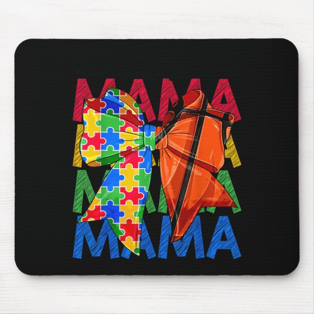 Autism Mama Autism Awareness Coquette Bow Mouse Pad (Front)