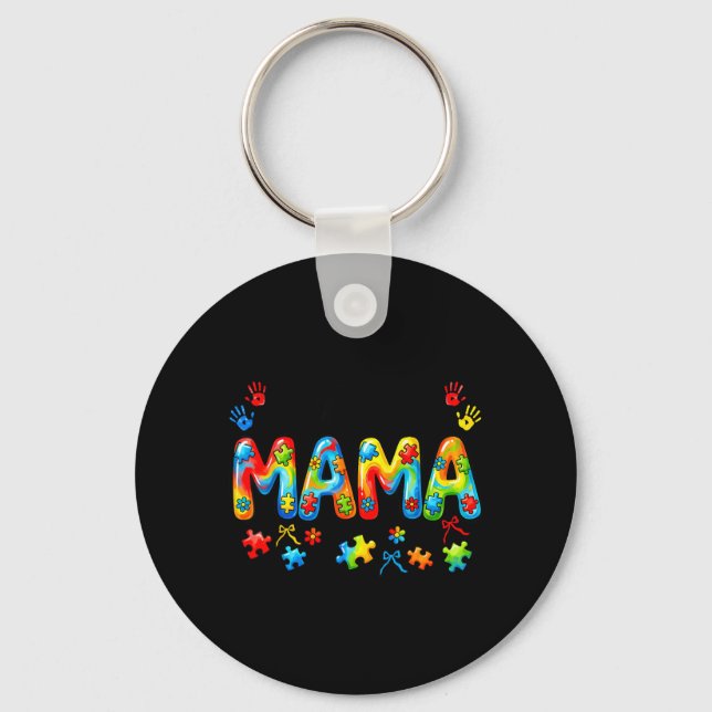 Autism Mama Autism Mum Autism Awareness Support Key Ring (Front)