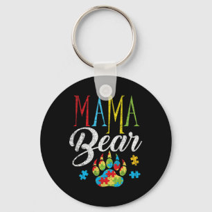 Autism Mama Bear Puzzle Piece Child Grunge Autisti Key Ring
