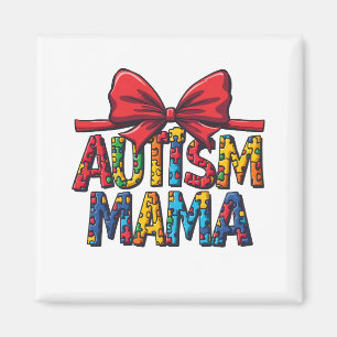 Autism Mama Bow Coquette Mum Autism Awareness  Magnet