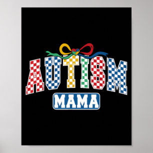 Autism Mama Coquette Bow Chequered Print Autism