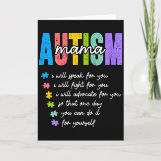Autism Mama I Will Fight For You Until You Can Aut Card