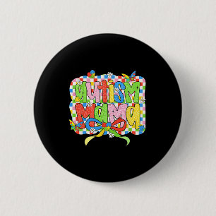 Autism Mama Mum Coquette Bow Autism Awareness Auti 6 Cm Round Badge