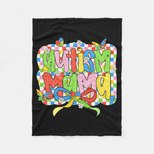Autism Mama Mum Coquette Bow Autism Awareness Auti Fleece Blanket