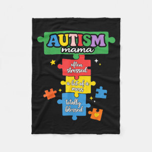 Autism Mama Puzzle Piece Autism Mum Awareness Fleece Blanket