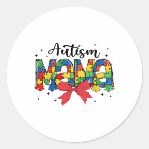 Autism Mama - Puzzle Piece Mum Support  Classic Round Sticker
