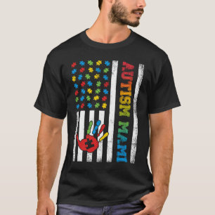 Autism Mami American Flag Autism Awareness T-Shirt