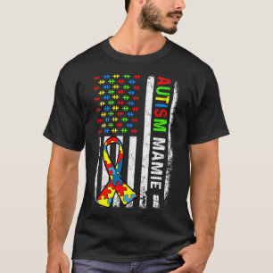 Autism Mamie American Flag Autism Awareness Family T-Shirt
