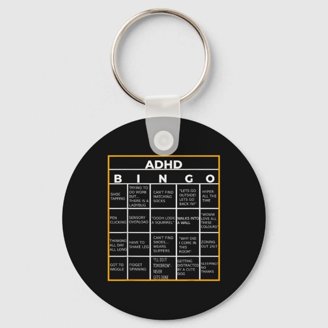 Autism Mental Health Awareness Day Adhd Bingo Funn Key Ring (Front)