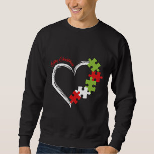 Autism-Merry Christmas Autism Heart Puzzle Costume Sweatshirt