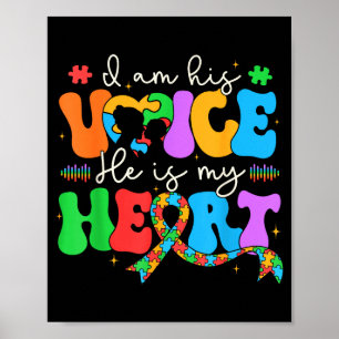 Autism Mom I'm His Voice He Is My Heart Autism Awa Poster