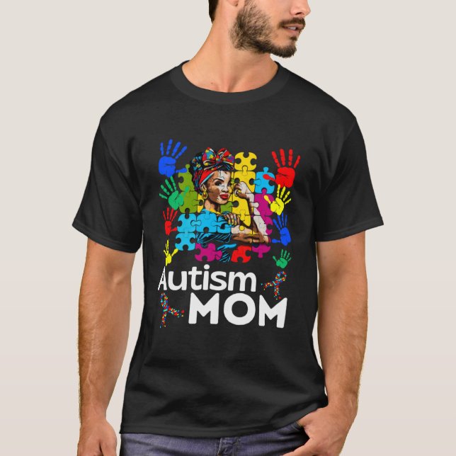 Autism Mom Navigating Autism Afro Mother Black Wom T-Shirt (Front)