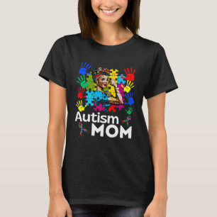 Autism Mom Navigating Autism Afro Mother Black Wom T-Shirt