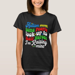 Autism mom raising my hero groovy retro puzzle  T-Shirt