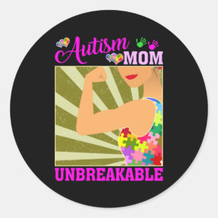 Autism Mom Unbreakable Autism Awareness For Mother Classic Round Sticker