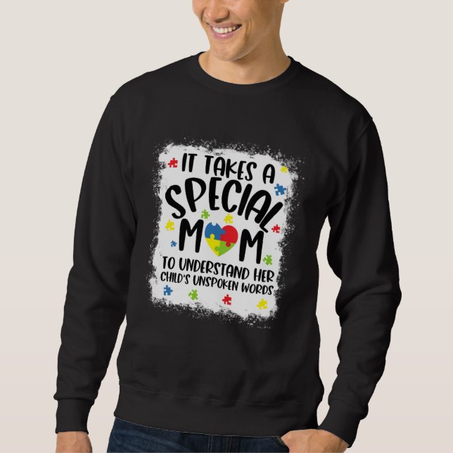 Autism Mom  Women Autism Piece Heart April We Wear Sweatshirt (Front)